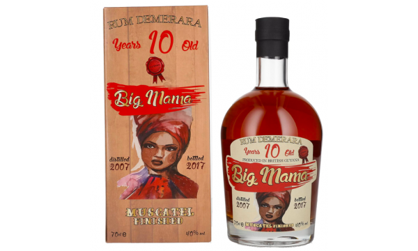 Big Mama 10 Years Old Rum Demerara Muscatel Finished 40% Vol. 0,7l dovanų dėžutėje