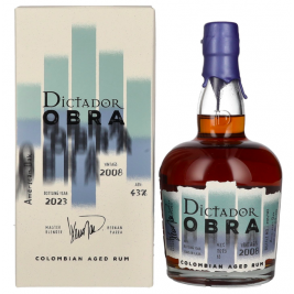 Dictador OBRA VINTAGE 15 Years Old AMERICAN OAK CASK Rum 2008 43% Vol. 0,7l dovanų dėžutėje