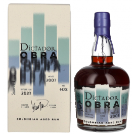 Dictador OBRA VINTAGE 20 Years Old SHERRY CASK Rum 2003 40% Vol. 0,7l dovanų dėžutėje