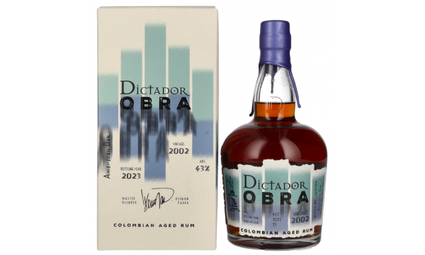Dictador OBRA VINTAGE 21 Years Old AMERICAN OAK CASK Rum 2002 43% Vol. 0,7l dovanų dėžutėje