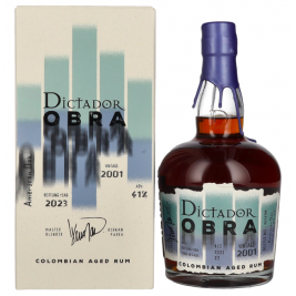 Dictador OBRA VINTAGE 22 Years Old AMERICAN OAK CASK Rum 2001 41% Vol. 0,7l dovanų dėžutėje