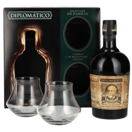 Diplomático SELECCIÓN DE FAMILIA Rum 43% Vol. 0,7l dovanų dėžutėje su dviem stiklinėmis