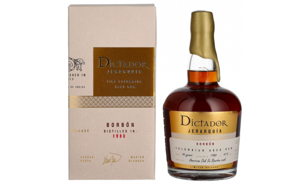 Dictador JERARQUÍA 40 Years Old BORBÓN Rum 1980 41% Vol. 0,7l dovanų dėžutėje