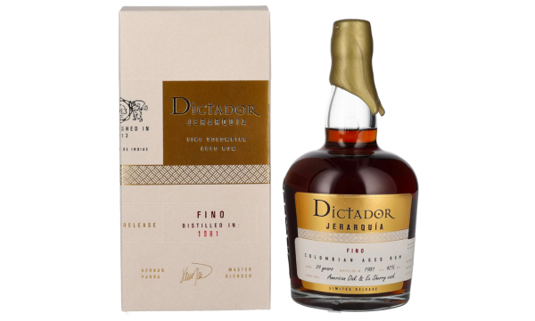 Dictador JERARQUÍA 39 Years Old FINO Rum 1981 42% Vol. 0,7l dovanų dėžutėje