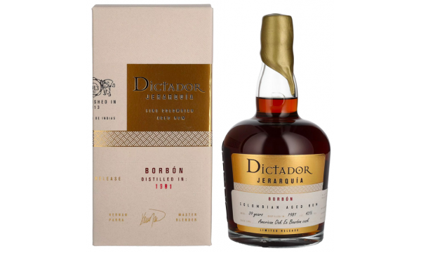 Dictador JERARQUÍA 39 Years Old BORBÓN Rum 1981 43% Vol. 0,7l dovanų dėžutėje