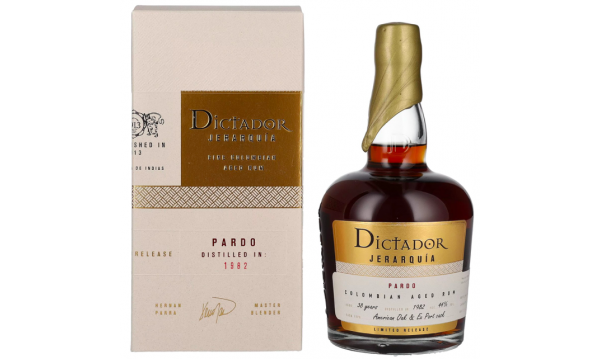 Dictador JERARQUÍA 38 Years Old PARDO Rum 1982 44% Vol. 0,7l dovanų dėžutėje