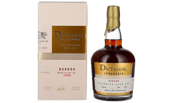 Dictador JERARQUÍA 30 Years Old BORBÓN Rum 1990 44% Vol. 0,7l dovanų dėžutėje