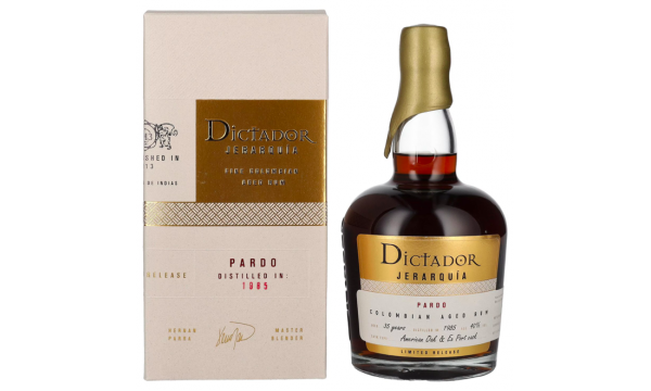 Dictador JERARQUÍA 35 Years Old PARDO Rum 1985 40% Vol. 0,7l dovanų dėžutėje