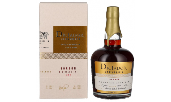 Dictador JERARQUÍA 29 Years Old BORBÓN Rum 1991 41% Vol. 0,7l dovanų dėžutėje