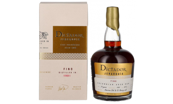 Dictador JERARQUÍA 29 Years Old FINO Rum 1991 41% Vol. 0,7l dovanų dėžutėje