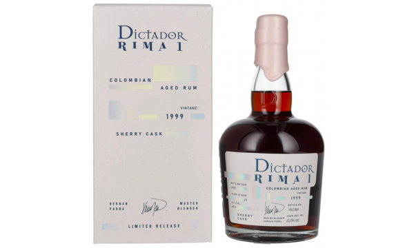 Dictador RIMA 1 23 Years Old SHERRY Cask Vintage 1999 45% Vol. 0,7l dovanų dėžutėje