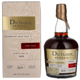 Dictador EPISODIO I 22 Years Old PORT CASK Rum 1999 43% Vol. 0,7l dovanų dėžutėje