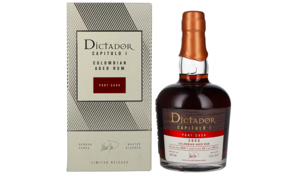 Dictador CAPITULO I 20 Years Old Port Cask Colombian Aged Rum 2000 43% Vol. 0,7l dovanų dėžutėje