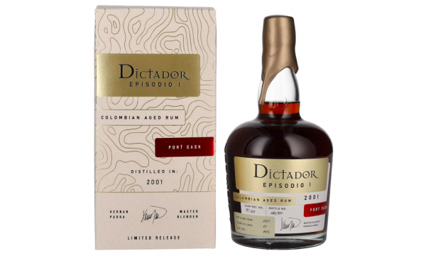 Dictador EPISODIO I 20 Years Old PORT CASK Rum 2001 44% Vol. 0,7l dovanų dėžutėje