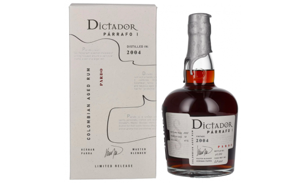 Dictador PÁRRAFO I 18 Years Old PARDO Vintage 2004 41% Vol. 0,7l dovanų dėžutėje