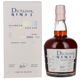 Dictador RIMA 1 16 Years Old SHERRY Cask Vintage 2006 44% Vol. 0,7l dovanų dėžutėje