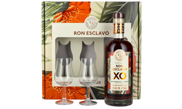 Ron Esclavo XO Ron Dominicana 42% Vol. 0,7l dovanų dėžutėje su dviem taurėmis