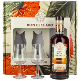 Ron Esclavo GRAN RESERVA OVERPROOF Ron Dominicana 57,5% Vol. 0,5l dovanų dėžutėje su dviem taurėmis