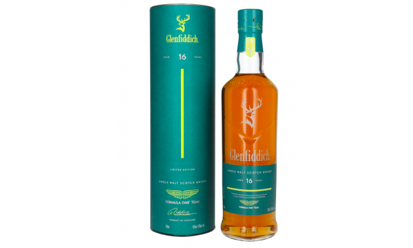 Glenfiddich 16 Years Old ASTON MARTIN FORMULA ONE TEAM Single Malt Scotch Whisky 43% Vol. 0,7l dovanų dėžutėje