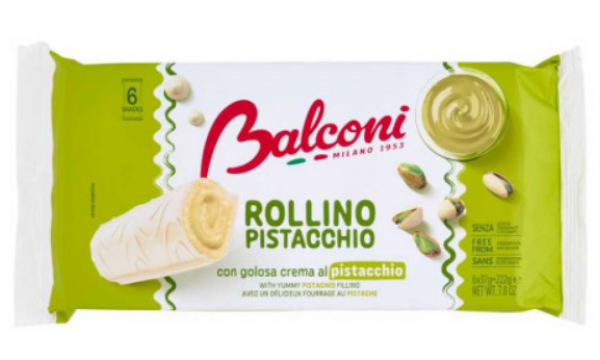 Biskvitiniai suktinukai Balconi Rollino al Pistacchio 222g