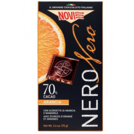Juodasis šokoladas su apelsinais ir migdolais Novi Tavoletta Nero 75g