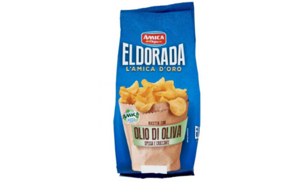 Natūralūs bulvių traškučiai su alyvuogių aliejumi Amica Chips Eldorada 130g