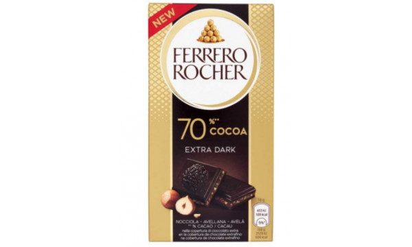 Juodasis šokoladas su lazdynų riešutais Ferrero Rocher Original 90g