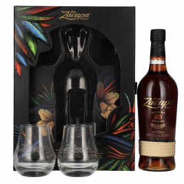 Ron Zacapa Centenario 23 SISTEMA SOLERA Gran Reserva Limited Edition Design 40% Vol. 0,7l dovanų dėžutėje su 2 taurėmis 