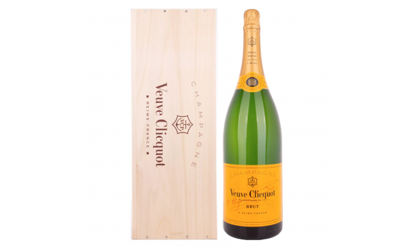 Veuve Clicquot Champagne Brut Yellow Label 12% Vol. 3l briutas medinėje dovanų dežėje