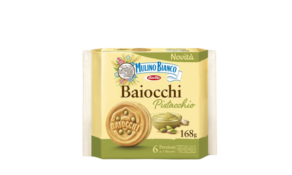 Sausainiai Mulino Bianco Baiocchi Biscotti con Crem a al Pistacchio 168g.