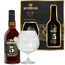 Soberano 5 Years Brandy Reserva 36% Vol.  0,7L dovanų dežutėje su taure