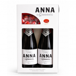 Anna Codorniu Cava Briut 11,5% Vol, 2x0.75L dovanų dežutėje su Lindor saldainiais
