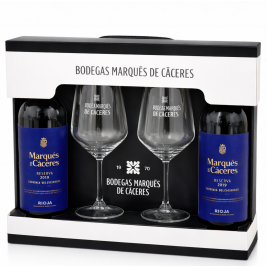 Marqués de Cáceres Reserva 2019 13,5% Vol, 2 x 0.75l. dovanų dežutėje su taurėmis