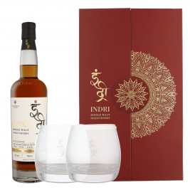 Indri Trini Single Malt 46% Vol. 0.7L. dovanų dežutėje su dviem taurėmis