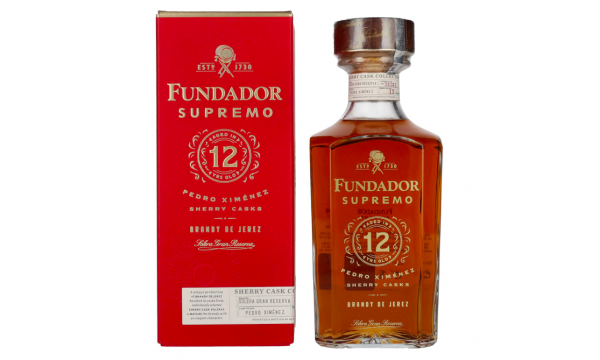 Fundador Supremo 12 Years Old Sherry Casks Brandy de Jerez 40% Vol. 0,7l dovanų dėžutėje