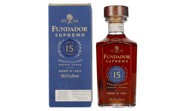 Fundador Supremo 15 Years Old Sherry Casks Brandy de Jerez 40% Vol. 0,7l dovanų dėžutėje