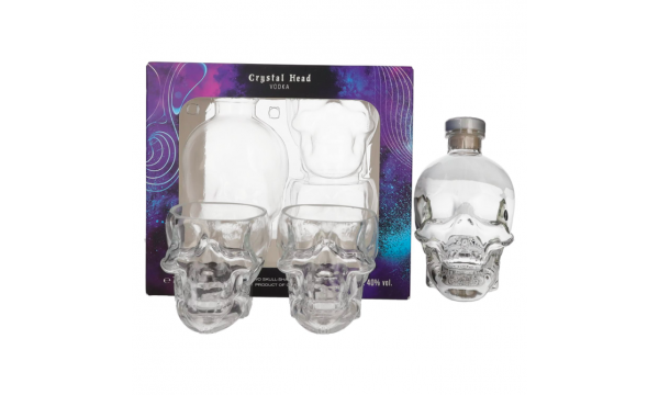 Crystal Head Vodka 40% Vol. 0,7l dovanų dėžutėje su 2 taurėmis