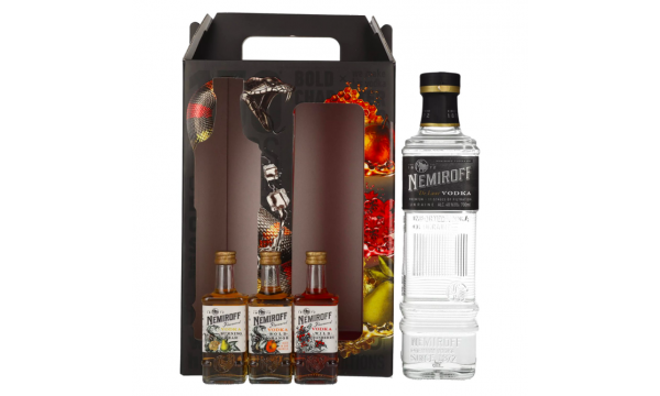 Nemiroff Vodka Set 40% Vol. 0,7l dovanų dėžutėje plius 3x0,05l