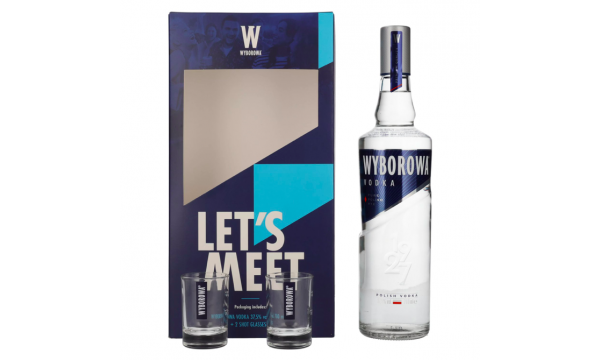 Wyborowa Wódka 37,5% Vol. 0,7l dovanų dėžutėje su 2 taurelėmis