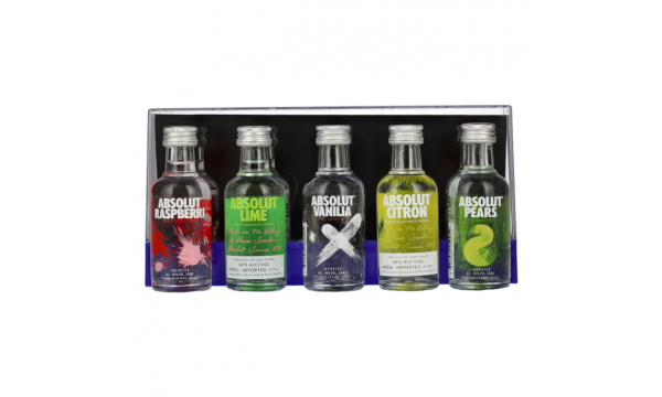 Absolut Vodka FLAVORED FIVE Miniature Set 40% Vol. 5x0,05l dėžutėje