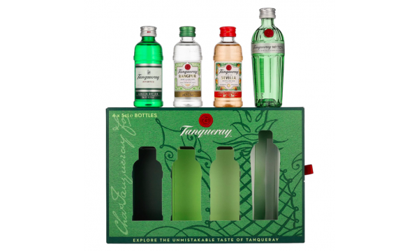 Rinkinys Tanqueray Gin Miniaturen Set 43,3% Vol. 4x0,05l dovanų dėžutėje