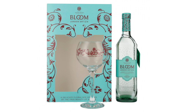 Bloom London Dry Gin 40% Vol. 0,7l dovanų dėžutėje su taure