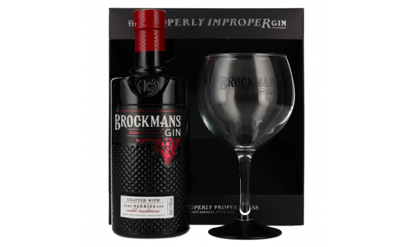 Brockmans Intensely Smooth PREMIUM GIN 40% Vol. 0,7l dovanų dėžutėje su taure