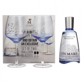 Gin Mare Mediterranean Gin 42,7% Vol. 0,7l dovanų dėžutėje su 2 taurėmis