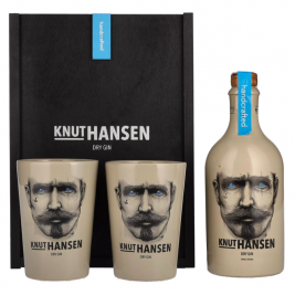 Rinkinys Knut Hansen Dry Gin 42% Vol. 0,5l dovanų dėžutėje su 2 taurėmis