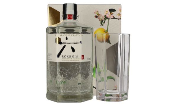 Roku Gin The Japanese Craft Gin 43% Vol. 0,7l dovanų dėžutėje su taure