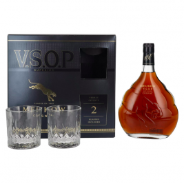 Meukow V.S.O.P Superior Cognac 40% Vol. 0,7l dovanų dėžutėje su 2 taurėmis