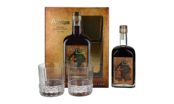 Badel Antique Pelinkovac Liqueur 35% Vol. 0,7l dovanų dėžutėje su 2 taurėmis