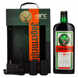 Jägermeister TRAVELLERS' EXCLUSIVE 35% Vol. 1,75l dovanų dėžutėje su 2 taurelėmis ir pompa