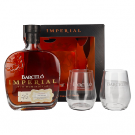 Barceló Imperial Ron Dominicano 38% Vol. 0,7l dovanų dėžutėje su 2 taurėmis